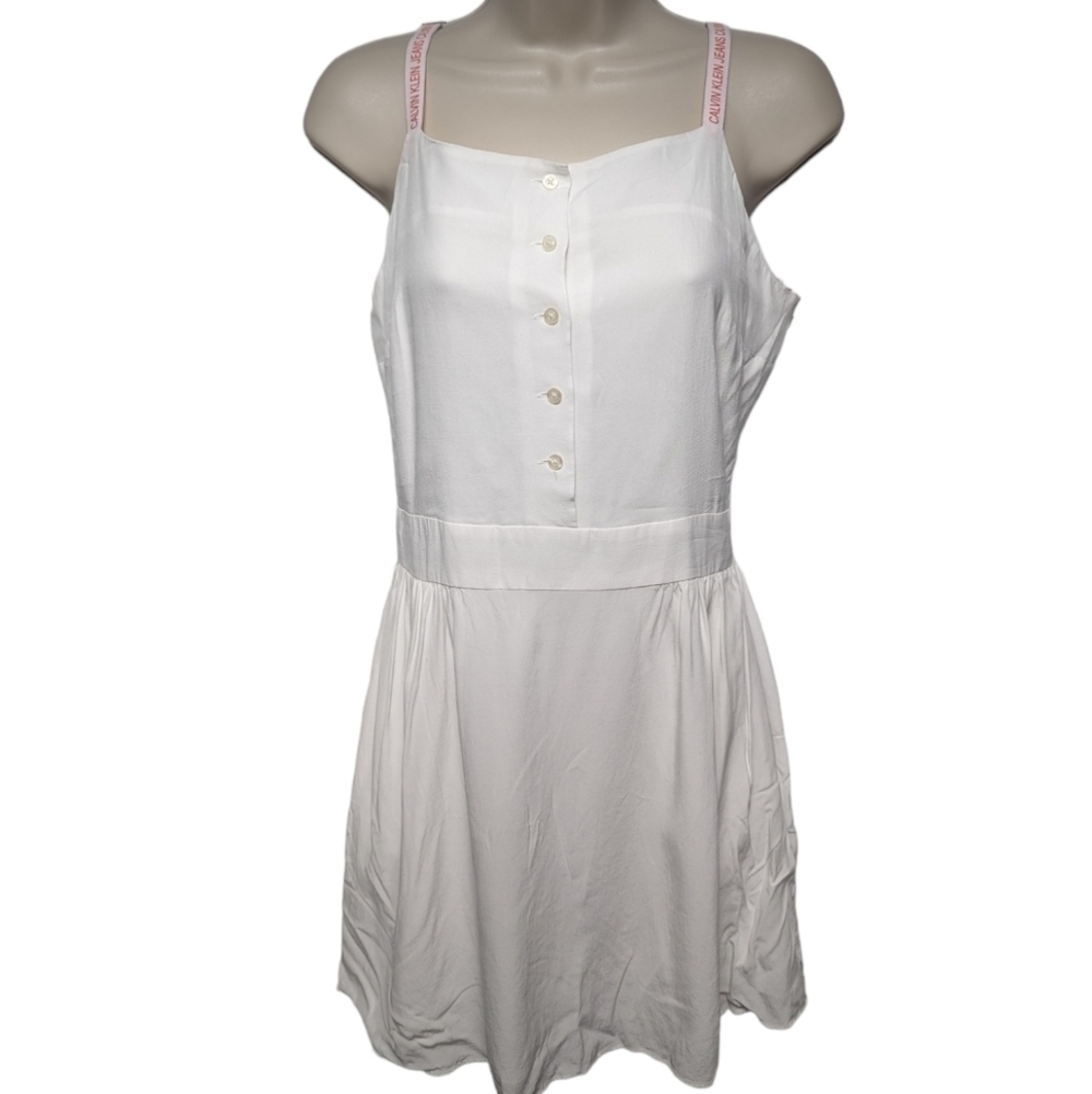 Calvin Klein Jeans Logo Strap Slip Dress Sz S